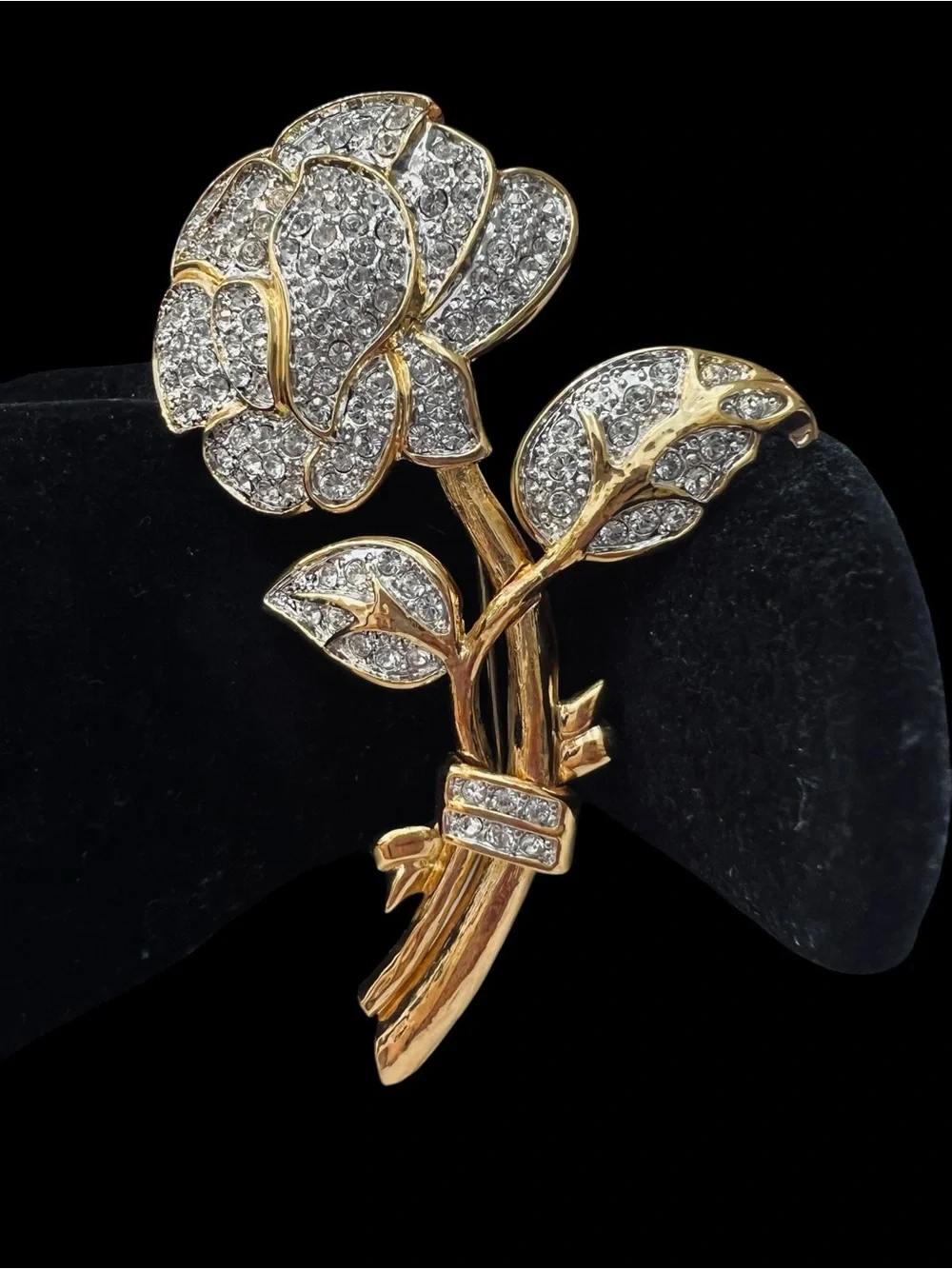 Nolan Miller Glamour Collection Gold Tone Rose Brooch VTG